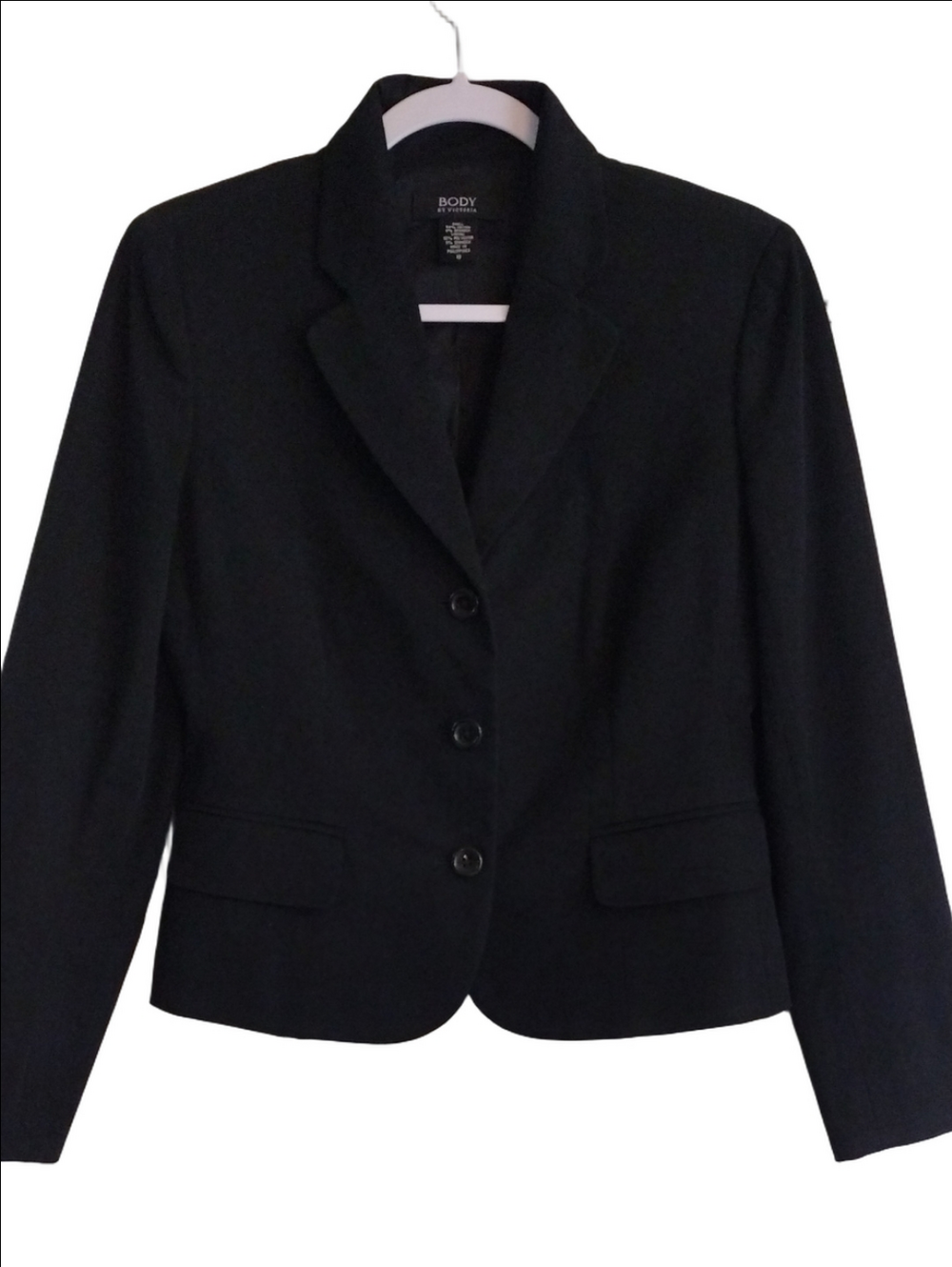 Body By Victoria Black One Notch Collar Long Sleeve Button Front Blazer Jacket
